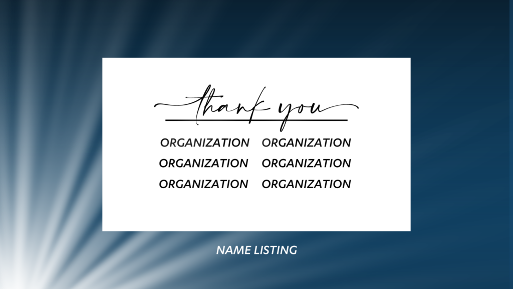 Name/Organization Listing: $250